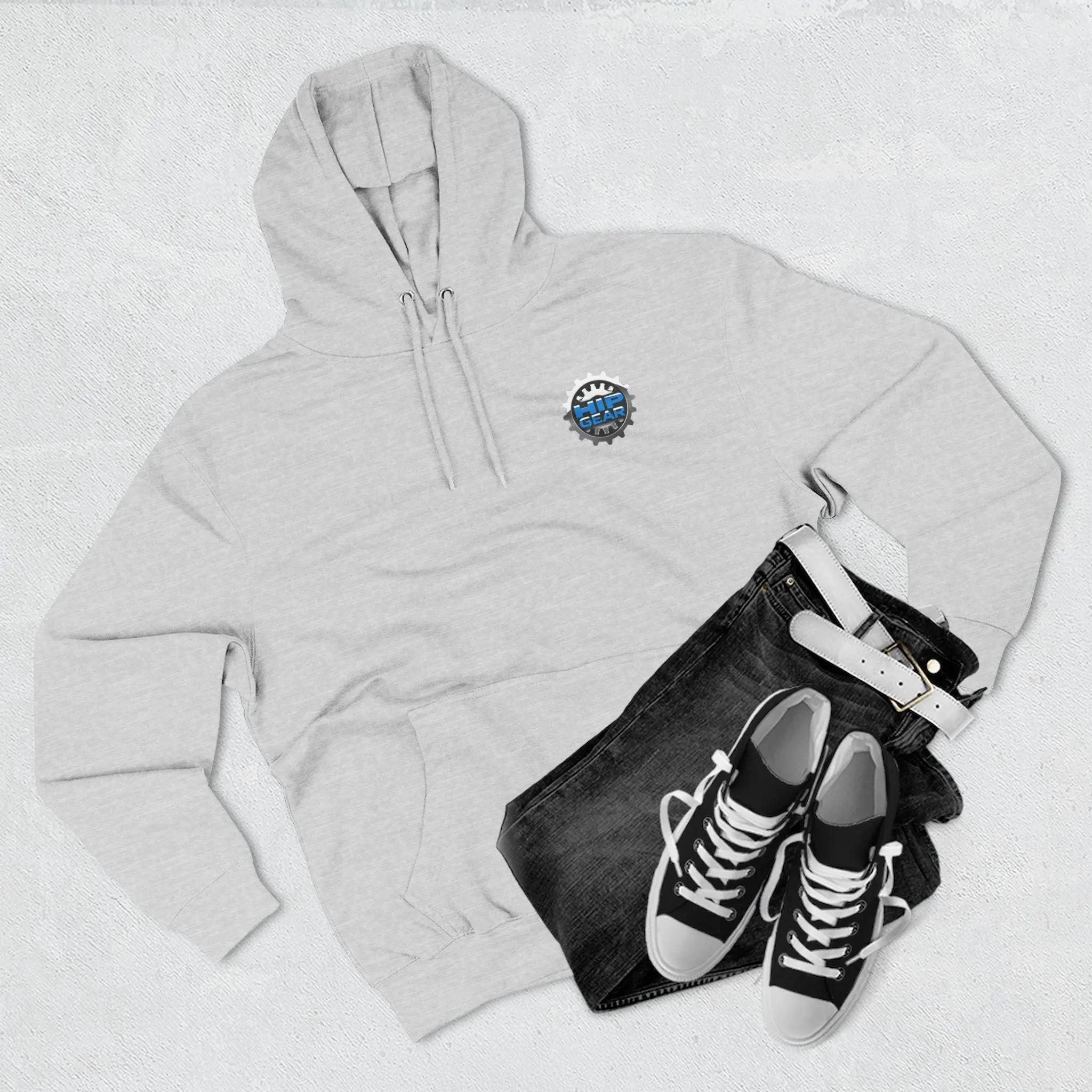 Cozy Gear Logo Fleece Hoodie, Warm Layer for All Seasons, Perfect Gift for Friends and Family, Casual Wear, Outdoor Activities