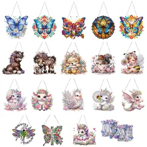 Butterfly Hanging Ornament, Floral Acrylic Decor for Windows, Vintage Style Accent Gift