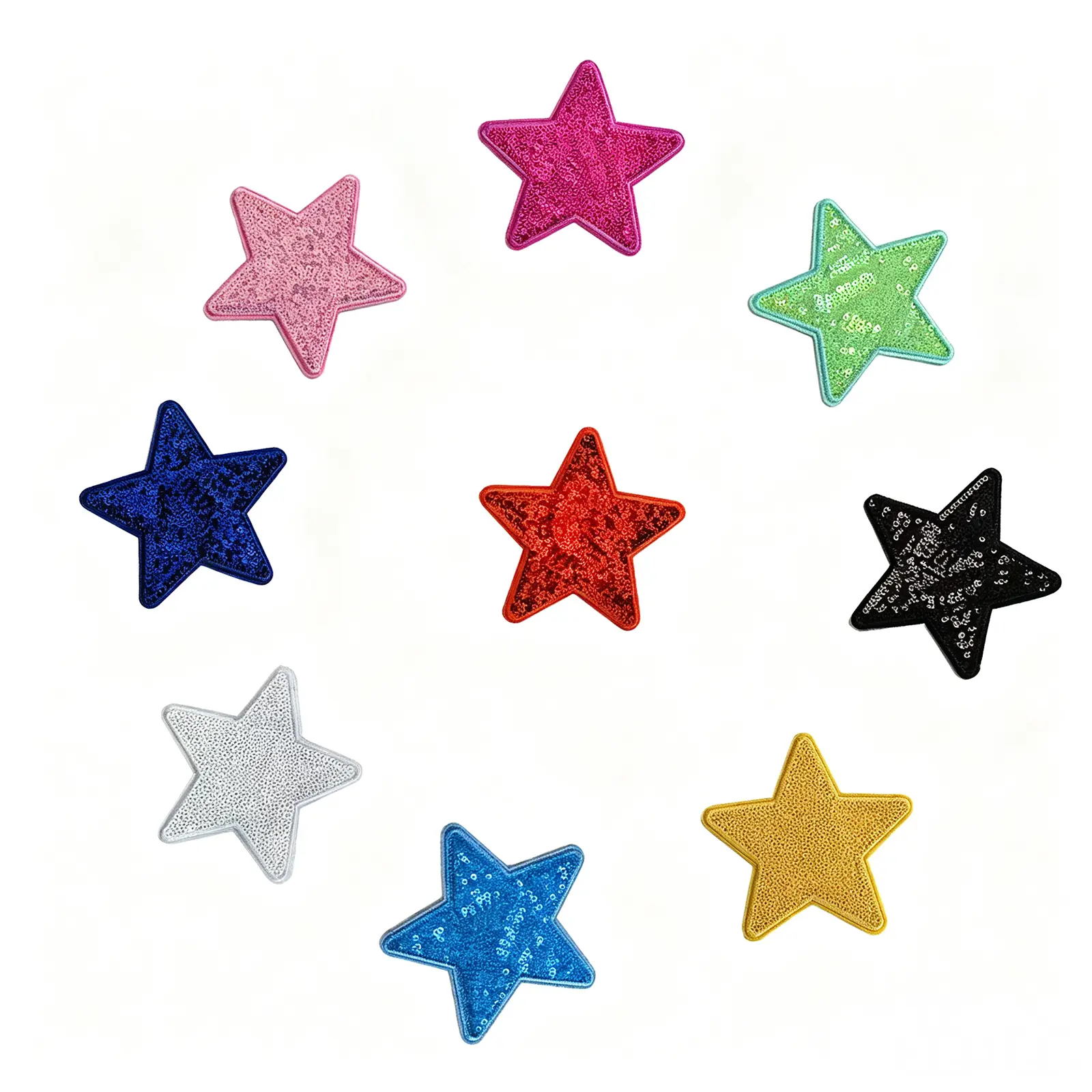 Iron on Patches 10 Pcs Colorful Sequin Star Patch Sew on Rhinestone Bling for Jeans Jacket Dress Shirt Backpack Hat DIY Y2K Aesthetic