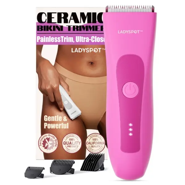 LADYSPOT Women's Ceramic Bikini Trimmer Shaver - High Quality Wireless USB Rechargeable Electric Waterproof Body Hair Trimmer with Detachable Head, Precise, Safe, Easy to Carry for Arms, Legs, Ideal Women's Gifts, High Quality Trimmer