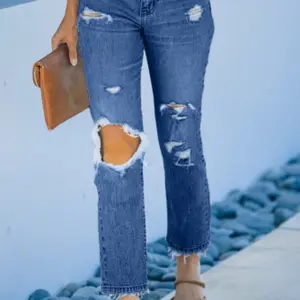 Distressed Straight Jeans