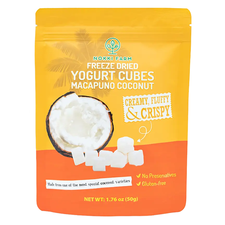 NOKKI FARM Freeze-dried Macapuno Coconut Yogurt Melts 50g | No Artificial Colors | No preservatives | Non GMO | Kids Approved | Healthy | Portable On-The-Go