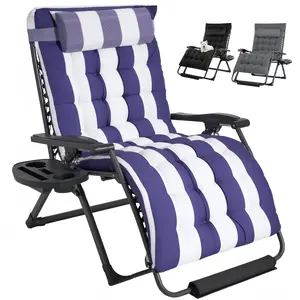 【Oversize】Zero Gravity Chairs, Foldable Patio Reclining Chairs with Adjustable Pillow & Cup Holder, Oversized Portable Support 500 lbs, for Backyard Camping