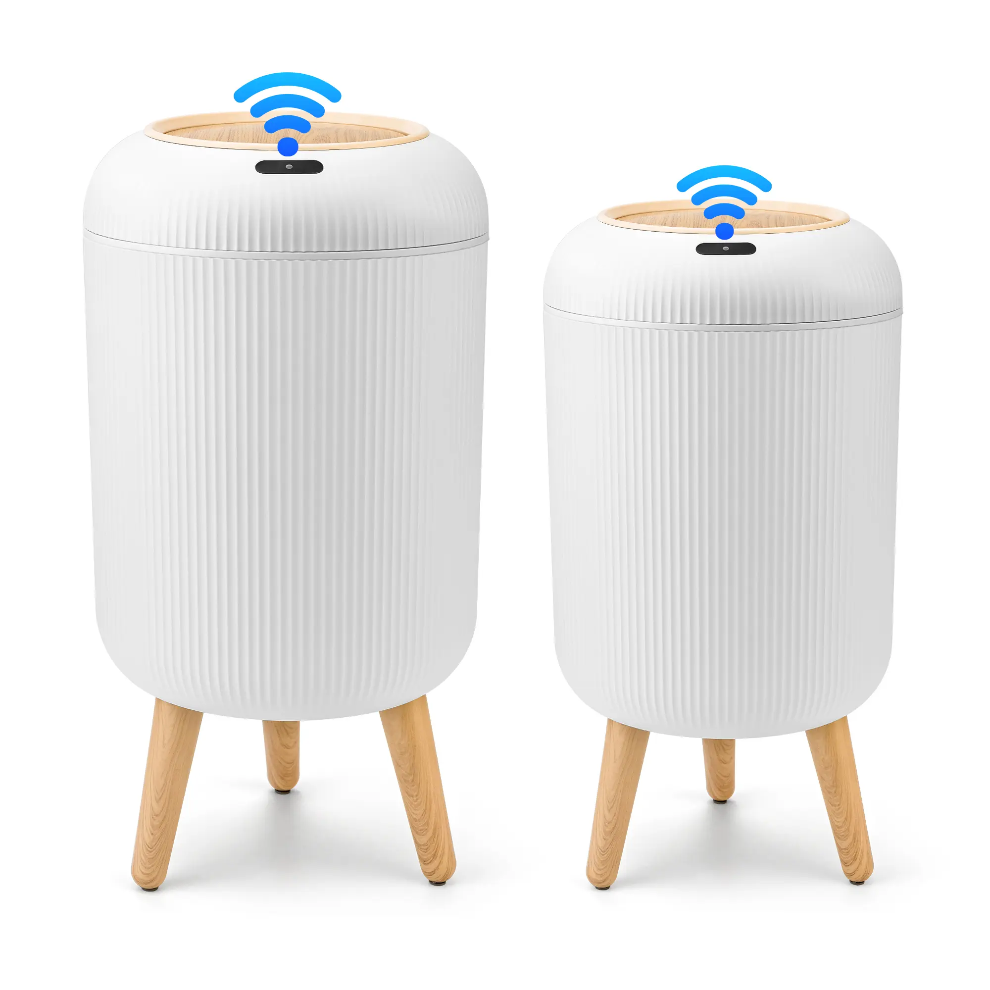 Pukomc Smart Induction Waterproof Trash Bin - Flip-Top Design, , Ideal for Bathroom, Kitchen, Bedroom, Office, Cute Style White Home Goods summerwins
