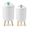 Pukomc Motion-Activated Hands-Free Automatic Smart Trash Bin - 2.6 Gal Size HDPE Waterproof Flip-Top, Cute White Home Care Bin, Bathroom Garbage Can, Kitchen/Bath Use, Modern Design (Requires 2 AA Batteries)