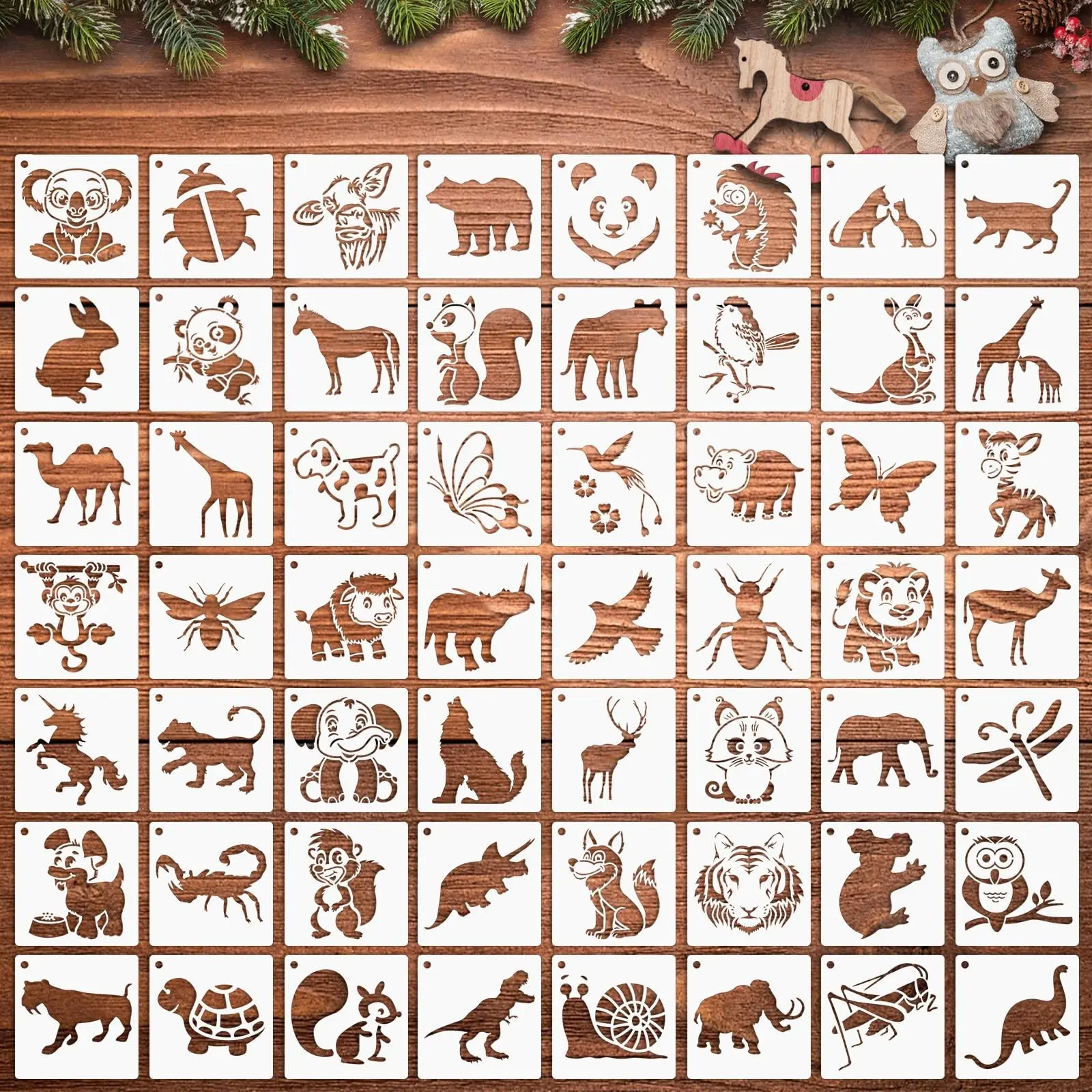 56 Animal Painting Templates, Reusable 3 Inch Cute Animal Stencils, Canvas Fabric DIY Handmade Crafts for Wood Rocks Glass Ceramic, Crafting Kit, Creative Craft Kit, DIY Painting Supplies