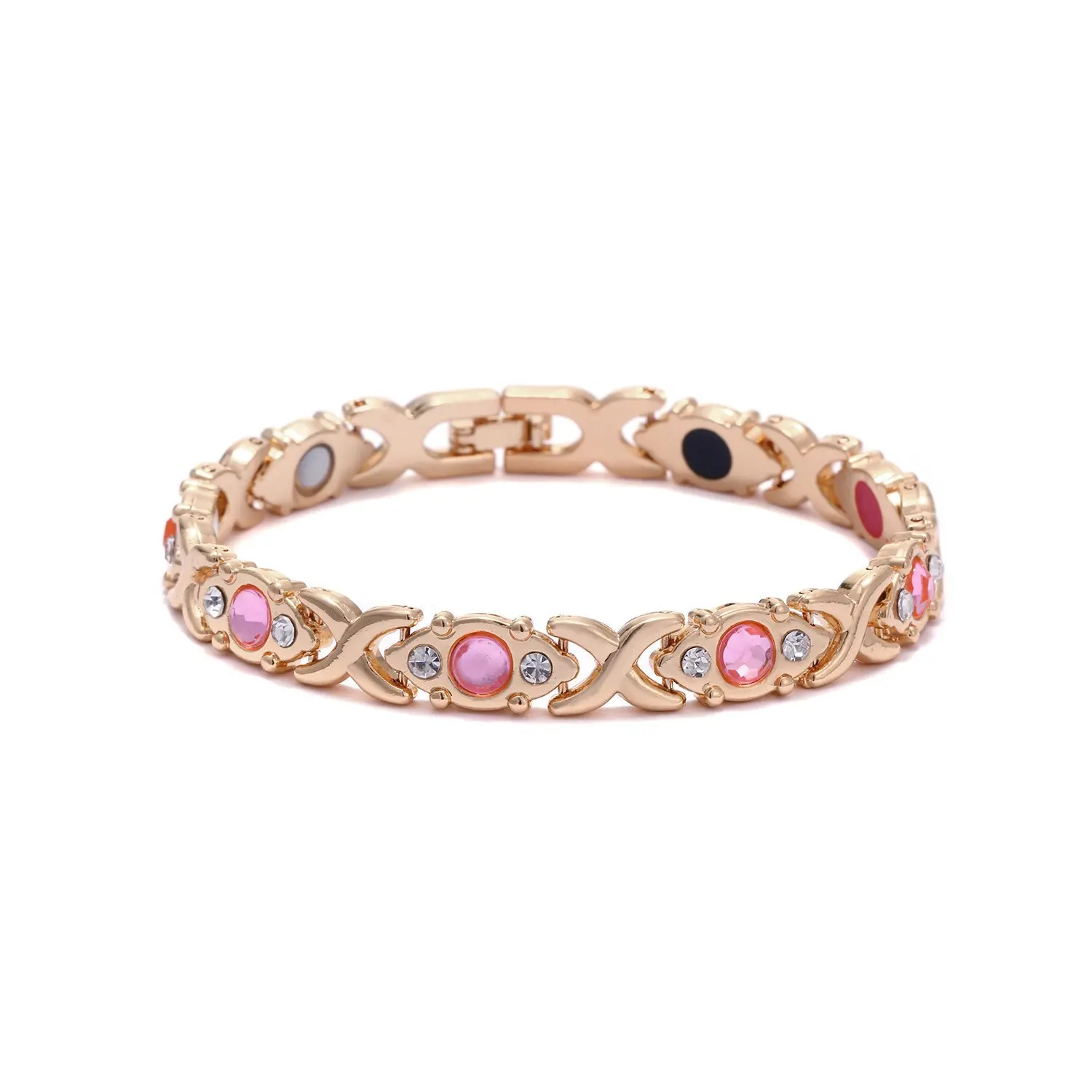 Energy magnet bracelet, eco-friendly alloy with rhinestones, ladies' wristband, Christmas Gift