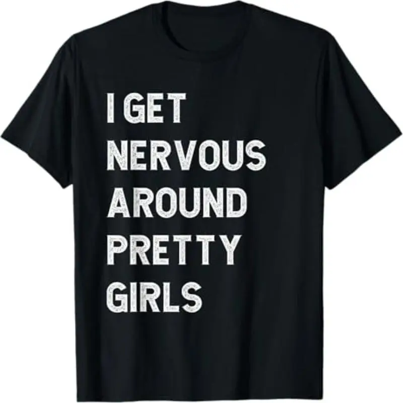 Men's Funny 'I Get Nervous' Graphic T-Shirt, Casual Short Sleeve Fitted Cut Tee in Soft 100% Cotton, Lightweight All-Season Wear, Tshirt, Shortsleeve, Seamless, Fabric, Menswear, Top, Smooth