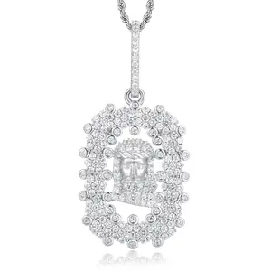 UCCIYO Jesus Avatar Pendant 18k Gold-Plated Laboratory Crafted Moissanite S925 Silver Moissanite Pendant Necklace for Men and Women Hip-Hop Jewelry Gift [# P1104]