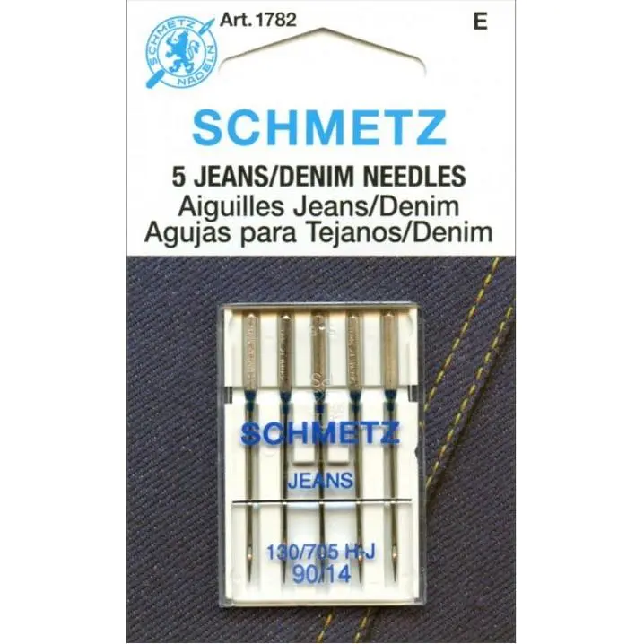 Schmetz 5pk Size 90/14 Jeans Denim Sewing Machine Needles 1782 130/705H-J 15x1