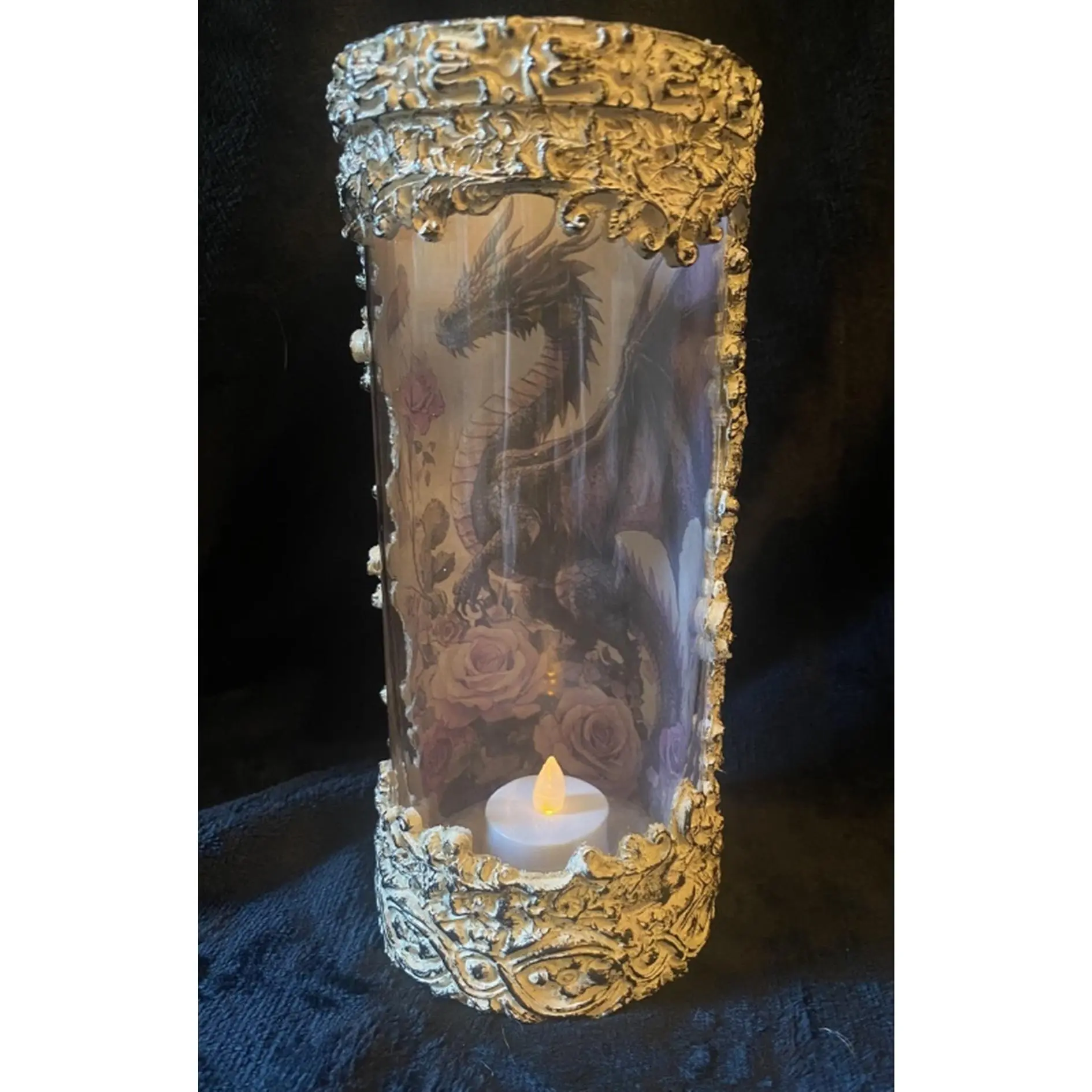 Handcrafted Glass Dragon Lantern 8 1/2 Inches Tall Decorative Home Ornament