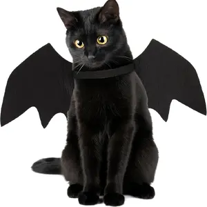 Adjustable Pet Bat Wing Costume - Made of soft polyester material, suitable for cats and small dogs, perfect for Halloween role-playing and costume fun