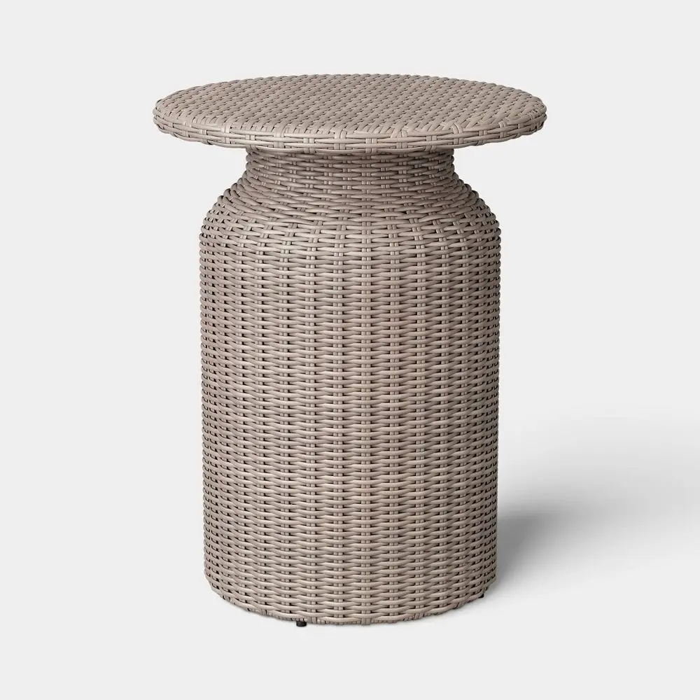 1-Piece Circular Wicker Patio Table - All-Weather, Tapered Legs, Monochromatic Outdoor Bistro Furniture by Threshold