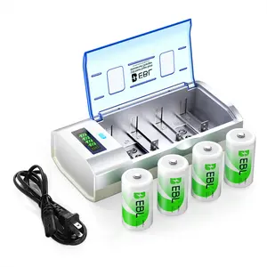 EBL 906 LCD Smart Battery Charger with C D Rechargeable Batteries