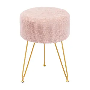 Vanity Stool, Velvet Vanity Chair for Makeup Room, Round Ottoman Foot Rest with Gold Metal Legs, Makeup Dressing Table Seat for Bedroom, Living Room, Entryway