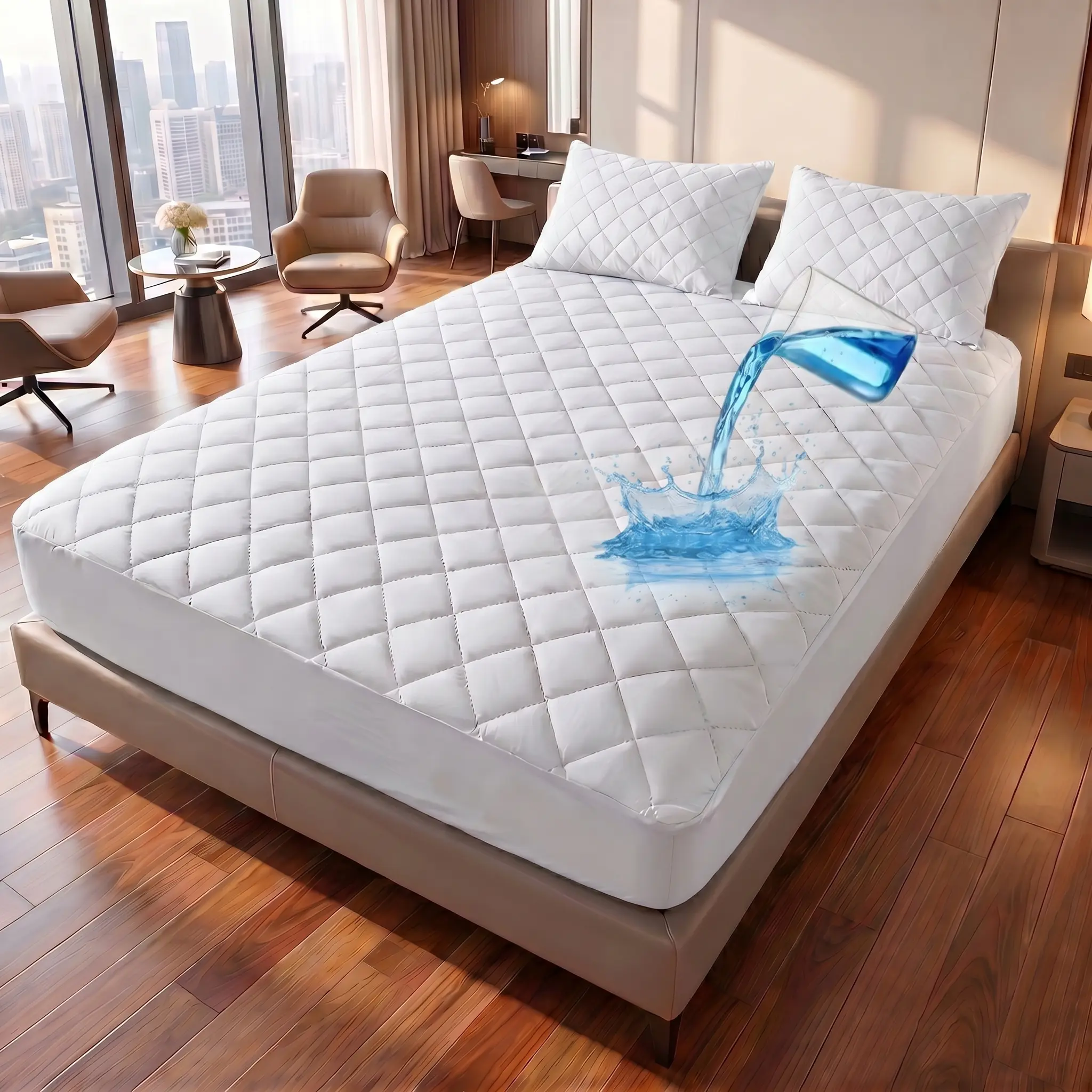 Waterproof Antispill Breathable Mattress Protector - 6 to 16 in Deep Pocket, Diamond Quilted, Soft, Quiet, Machine Washable, Anti-Mildew - Cleaning & Protection, Fits Full/Queen/King, Ideal for Kids, Bedrooms, Antispill Mattress Pads/ Toppers/Protector