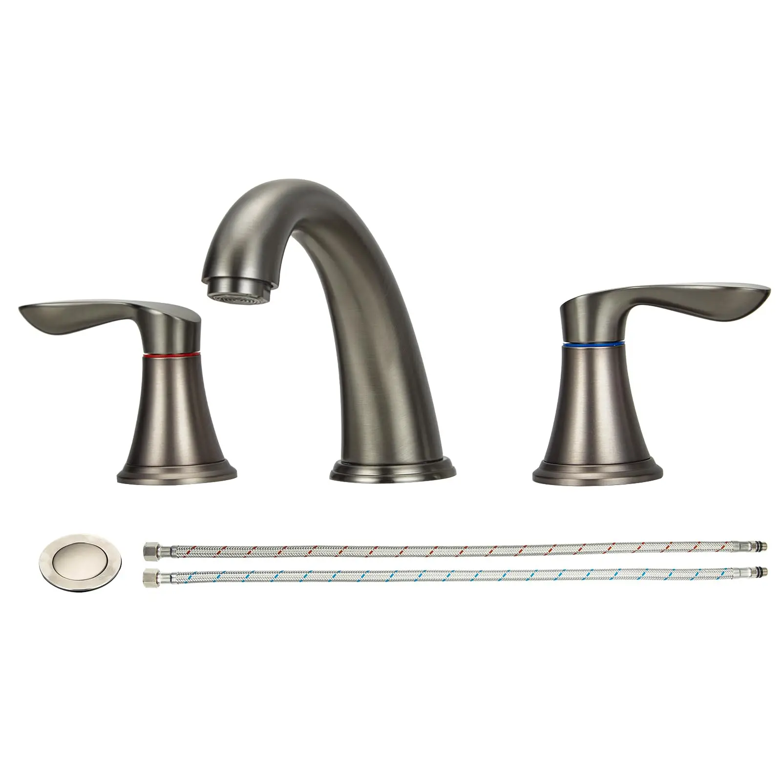 GARVEE Bathroom Faucet, 8 Inch Bathroom Faucets for Sink 3 Hole, Widespread Bathroom Faucet with Pop up Drain and CUPC Lead-Free Hose