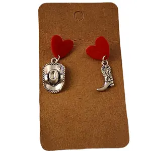 Heart Cowboy Boot and Hat Earrings Versatile Western Jewelry for Cowgirls with Charmingly Detailed Studs and Miniature Boots & Hats