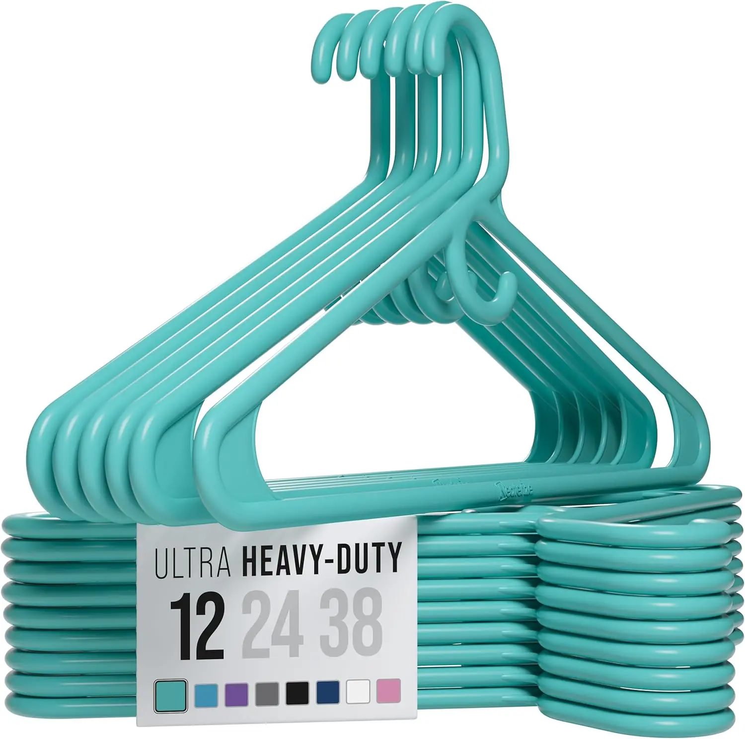 Ultra Heavy Duty Plastic Clothes Hangers - Aqua - Durable Coat, Suit and Clothes Hanger. Perchas De Ropa (12 Pack - Aqua)