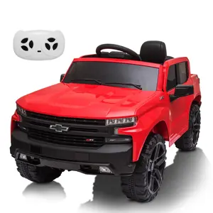 GARVEE 12V Ride On Car - Licensed Chevrolet Silverado GMC Electric Truck with Remote Control, MP3/Bluetooth, Spring Suspension, LED Lights, Battery Powered, Perfect for Toddlers, Red