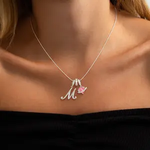 Tewiky Gold Layered 3-Layering Initial A-Z Letter Pendant Necklaces for Women Snake Chain Choker Personalized Pink  Heart CZ Capital Necklace Adjustable Party Jewelry for Valentine's Day Gift