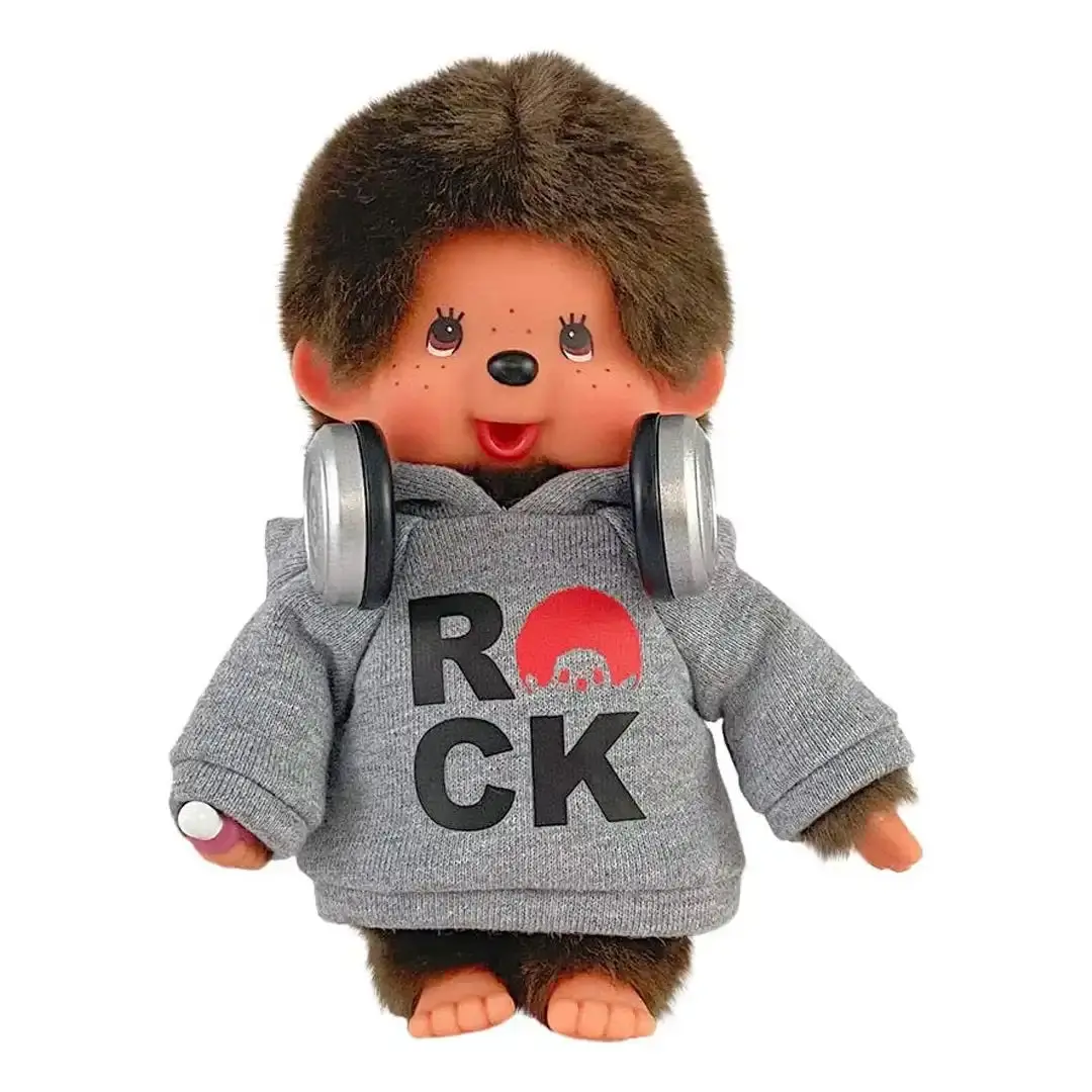 Monchhichi Pop Rockstar Stuffed Toy, Hoodie-Style Soft Collectible Doll for Kids Ages 3+, Kids Gift for Boys & Girls, Stuffed Plush Toy for Collecting, Above 12