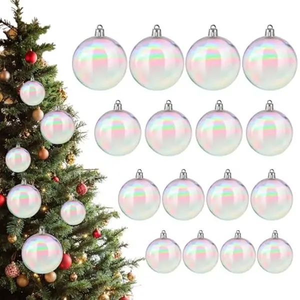 Iridescent Christmas Ornaments Balls, 16Pcs Iridescent Ornaments Balls Clear Ornament Balls DIY Bubble Pot Halloween Cauldron Christmas Ball for Christmas Wedding Party
