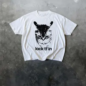 Lock TF In Cat Tshirt, Funny Gen Z Meme Shirt, Shitpost Graphic TShirt