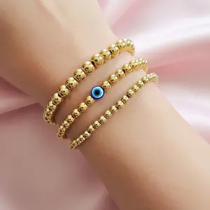 Golden Iris | 14K Gold Evil Eye Bracelet Set
