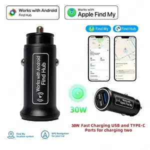 30w Car Charger USB Type-C, GPS Locator Anti-Loss, Universal for iOS and Android, Find My APP Compatible, iPhone Samsung Xiaomi