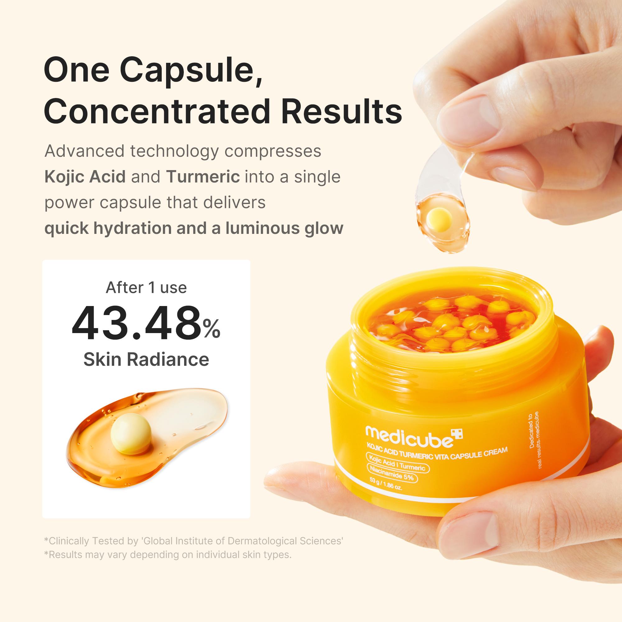 [medicube] Kojic Acid Turmeric Vita Capsule Cream for Uneven Skin Tone | Tone Renewal & Radiance Care for troubled skin | Turmeric, Kojic, Vitamin C | Korean Skin Care 1.86 oz