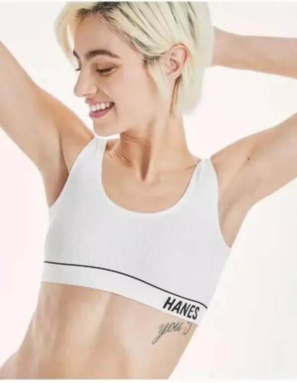 b"New Hanes Originals Women's ComfortFlex Seamless Rib Scoop Crop Bralette XLarge"
