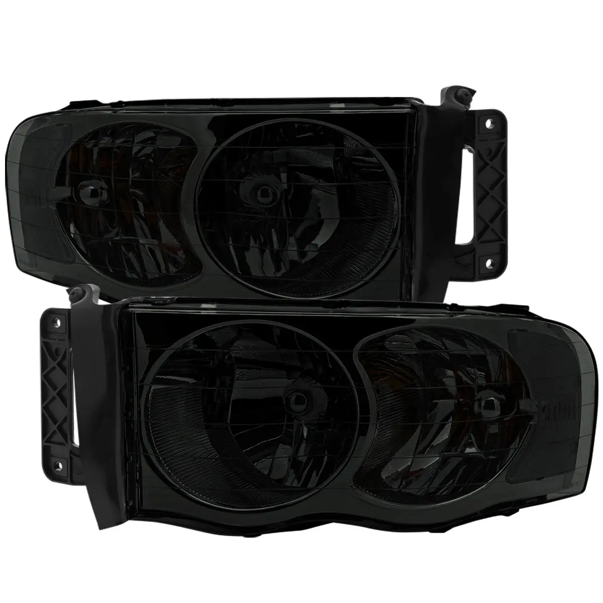 2002-2005 Dodge RAM 1500/ 2003-2005 RAM 2500 3500 Factory Style Headlights (Chrome Housing/Smoked Lens)