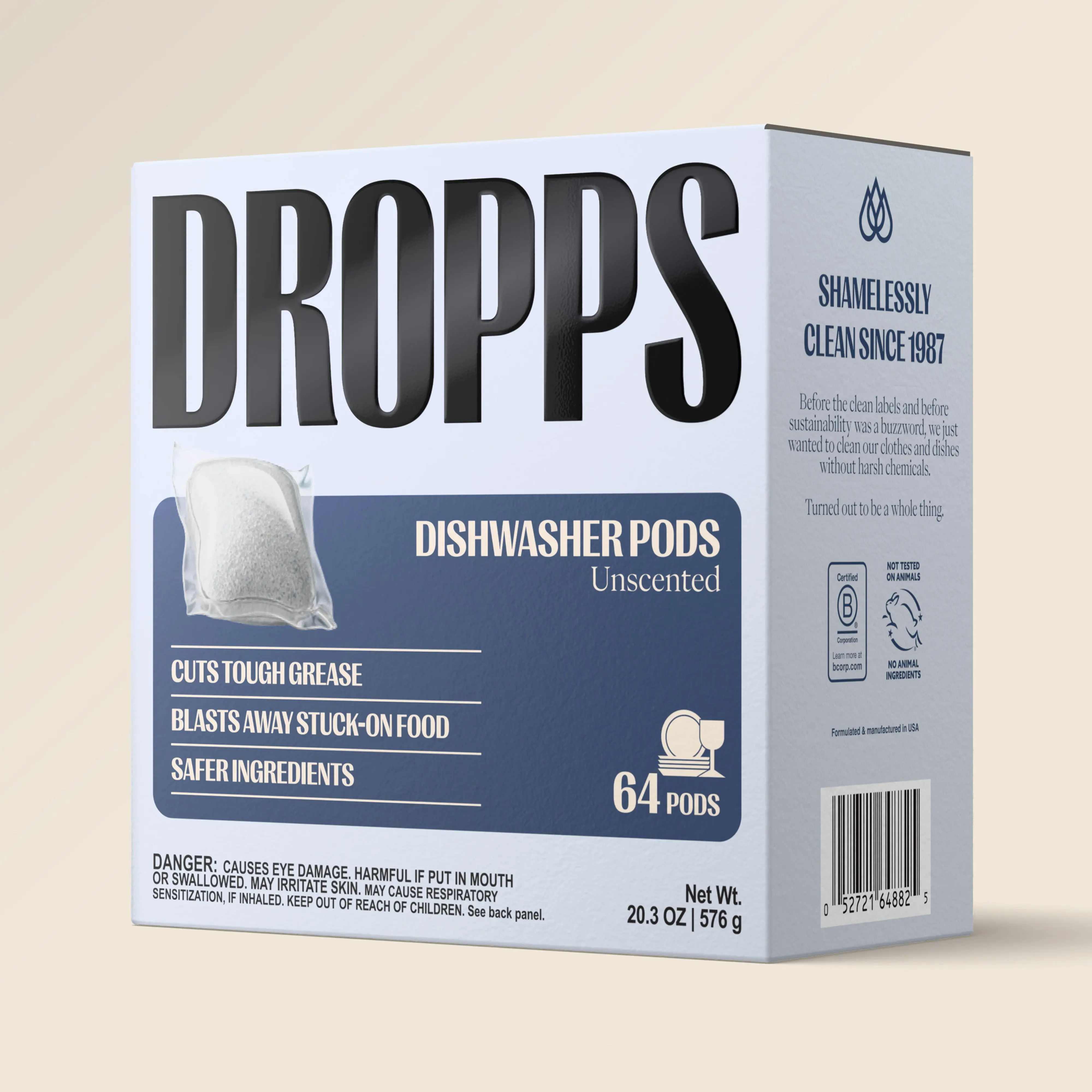 Dropps Dishwasher Pods Bio-based Ingredients. 100% Plastic Free Packaging. Cuts through grease & stuck on food. No phthalates, phosphates, dyes, or chlorine. , Household, Cleaning