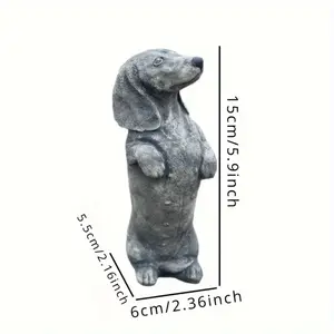 Rustic Style Lifelike Dachshund Sculpture - 1pc Resin Standing Dog Figurine for Outdoor Garden & Lawn Decor, No Electricity Needed Stone