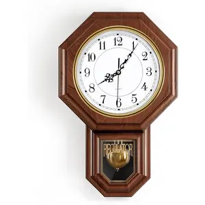 Pendulum Wall Clock  Operated, Imitation  Plastic Regulator Clock with Pendulum, Decorative Wall Clocks for Living Room,Farmhouse,Office,Bedroom,Kitchen,Wall Decor
