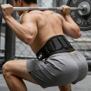 1 piece of men's EVA squat fitness belt - a weight lifting support belt with hook and loop closure, breathable polyester fiber for core stability exercise, red/black waist equipment for gym and squat training