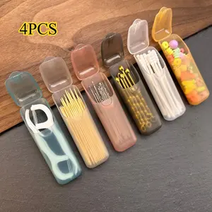 4-Pack PP Plastic Transparent Floss Storage Box, Portable Dental Floss Toothpick Organizer, Oral Care Supplies, Multi-Purpose for Travel Home Office Outdoor Use