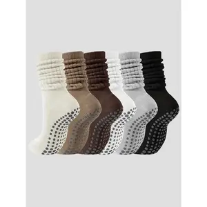 6 pairs of women's Slok Pilates socks anti slip yoga socks long tight round neck sports socksRAIMENTRY