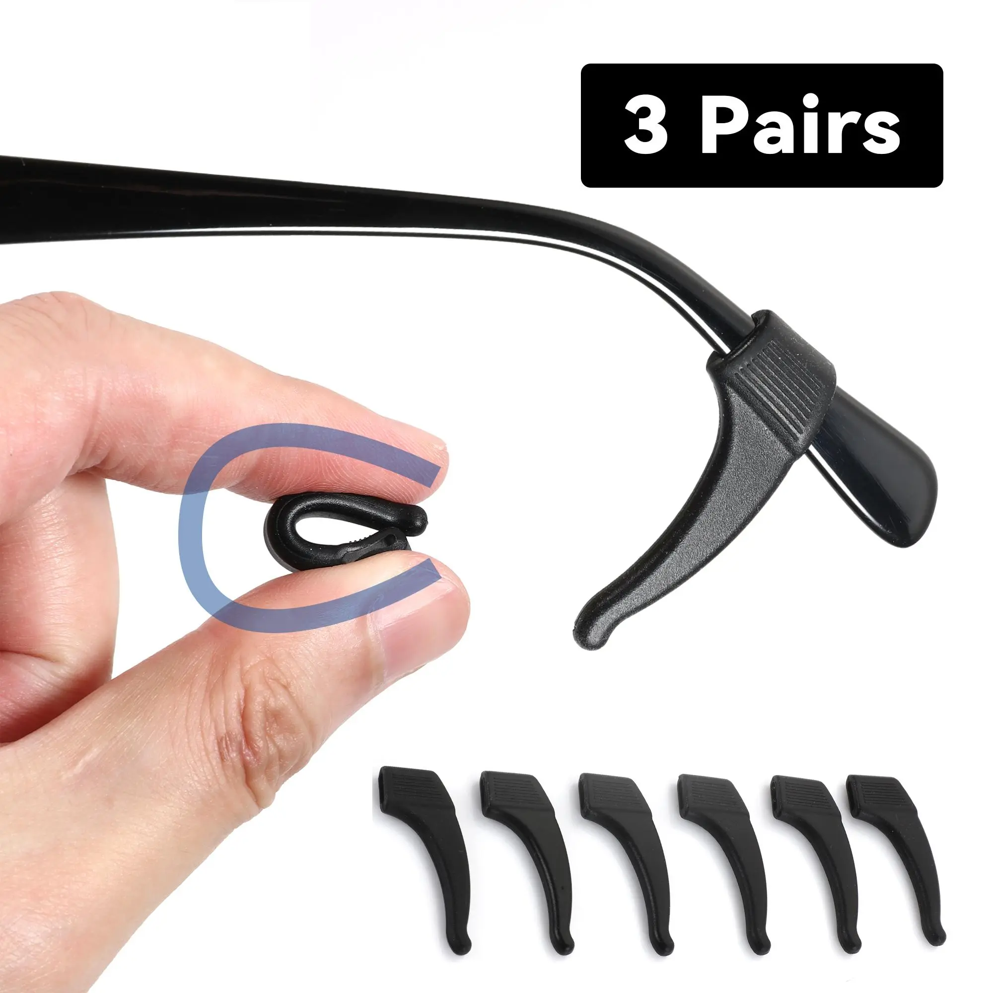 ZENOTTIC 3 Pairs Unisex Soft Silicone Glasses Ear Hooks - Eyeglass Grippers for Gaming, Reading (Kids Everyday Use, Business, Birthday/Engagement Gift Option)