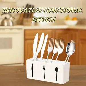 1PC Tableware knife fork spoon storage tube, kitchen bamboo and wood circular drain chopsticks cage storage box