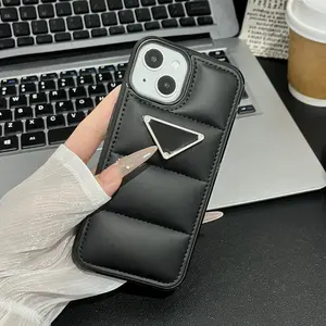 Case for iPhone 16 15 14 13 Pro,Luxury Laser Down Jacket Cotton Filling Soft Unzip Sofa Puffer Touch Cloth Protection Shockproof Girls Women Phone Case for iPhone 16 pro max,2025 (Black)