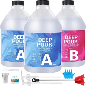 Epoxy  Deep Pour Epoxy , 3 Gallon  Epoxy Kit (2:1) for 2 to 4 Inch Depth  Clear Epoxy for Flower Preservation,Bubble Free & Low Viscosity Casting  for River Table