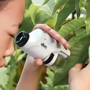 Portable Handheld Microscope for Kids, LED Light, Zoomable 60x-120x, Educational Science Experiment Kit, Optical Toy for Elementary Students