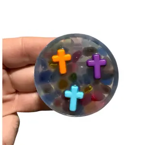 Pickable Pebble Pads Faith & Focus Minis Pack of 5 Non Toxic Silicone Fidget Pads with Cross & Pebbles for ADHD Anxiety Stress Relief