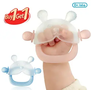 Dr.Isla No-Drop Baby Teether, Soothe Crying Baby, Stop Dirty Finger Sucking, Calm Fussy Infants, Anti-Dust Frosted Silicone, Pet Hair Proof, 3M+, Soothes Gums, Food Grade BPA Free, Standing Base, Bunny Buddy, Storage Case, Clean & Safe