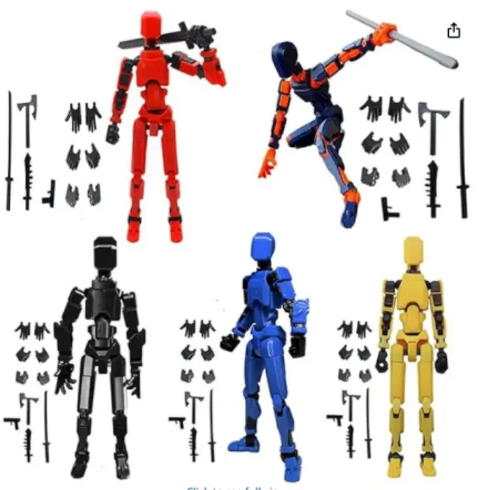 Pre-Assembled T13 Action Figure 3/4/5 Pack, Fully Articulated Dummy 13 Robot Toys, Cool Birthday Christmas Gifts for Teenage Boys Ages 12-14+, Multi Jointed Movable Titan Model Set for Desktop Display No DIY Assembly Needed