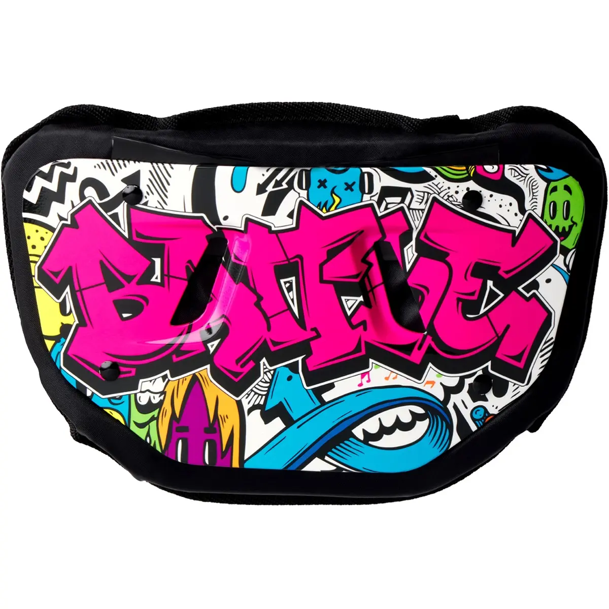 Battle Sports Graffiti Chrome Protective Football Back Plate, Curved Shape Blind-Side Guard for Adult & Youth, Back Coverage, Chrome Gloss