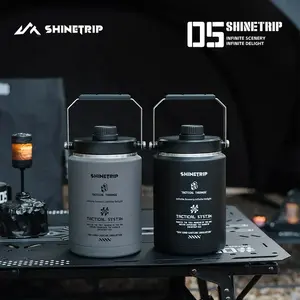 ShineTrip 05 Series Summer Outdoor Ice Bucket 【Black】, 2L Large Capacity Stainless Steel Ice Bucket, Portable Camping Insulated Bottle, Stainless Steel 6-layer Insulated Ice Bucket, Picnic Barbecue Water Bottle