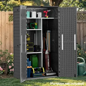 Yitahome 60 Cuft Vertical Outdoor Storage Shed(w/o Shelf), Large Waterproof Storage Cabinet for Garden Shed, Tall Outdoor Storage Shed for Garage, Pool Storage, Resin, Lockable